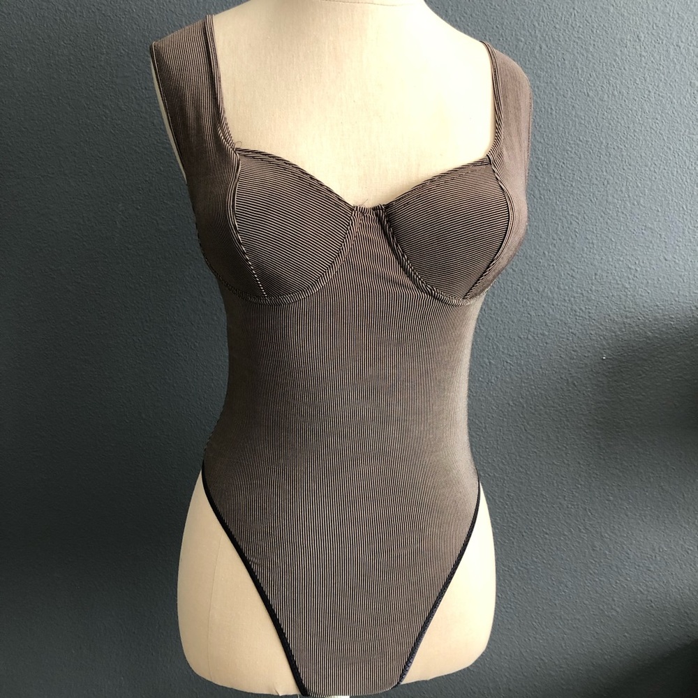 Carol Malony Vintage 90s Striped Cupped Bodysuit